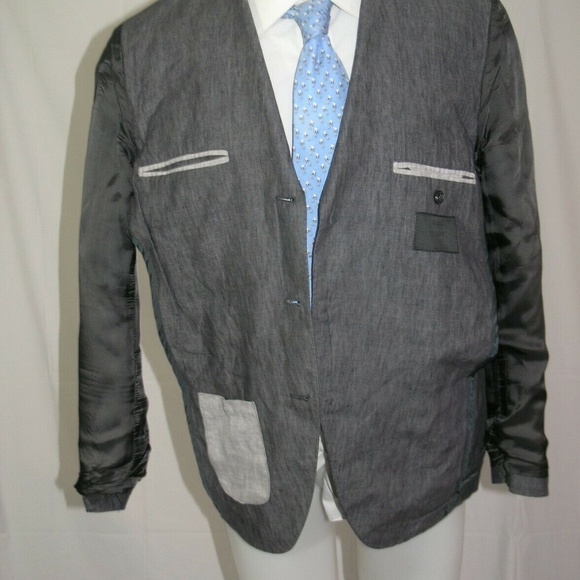 ARI Linen Cotton Blend Gray Woven Three Burton Blazer 42R - Picture 8 of 9